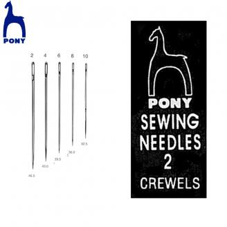 Agujas de ojo largo o bordar/crewels (en sobres) - PONY