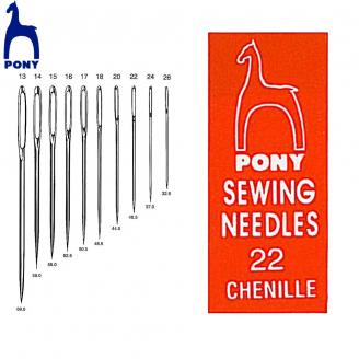 Agujas laneras con punta/chenille (en sobre) - PONY