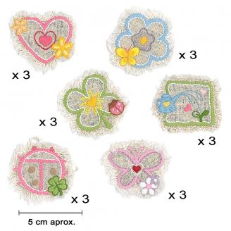 Dulce jardín. Expositor. Aplicaciones bordadas termoadhesivas