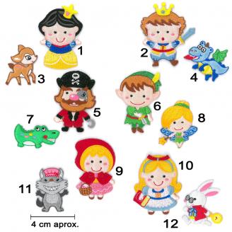 Cuentos infantiles. Aplicaciones bordadas termoadhesivas
