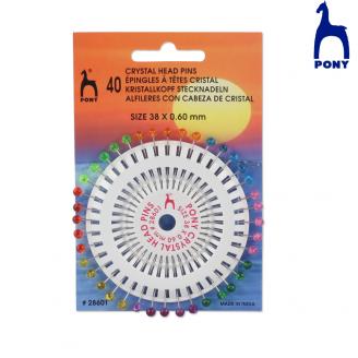 Alfileres de acero de 38 mm con cabeza de plástico. Disco sobre blíster - PONY