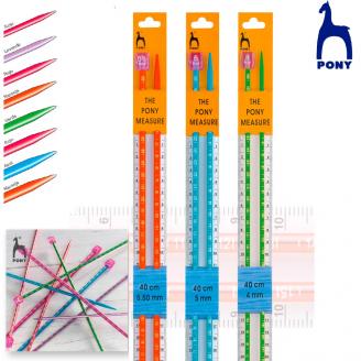 COLOUR agujas de tricotar de 40 cm. Con medidas - PONY