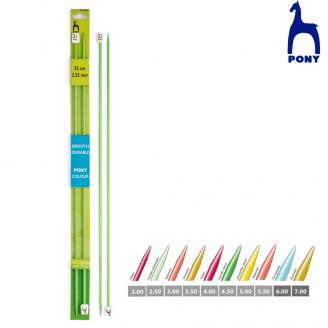 COLOUR agujas de tricotar de 35 cm. Aluminio anodizado - PONY