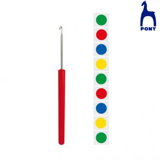 Ganchillos de aluminio de 14 cm. Con mango anodizado en plata - PONY
