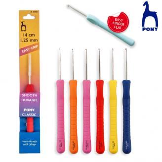 EASY GRIP ganchillos de acero de 14 cm. Mango suave - PONY