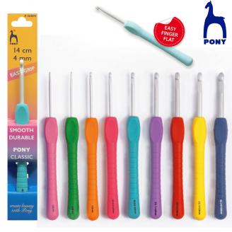 EASY GRIP ganchillos de aluminio de 14 cm. Mango suave - PONY