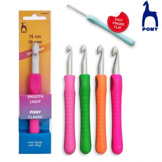 EASY GRIP ganchillos de aluminio de 15 cm. Mango suave - PONY