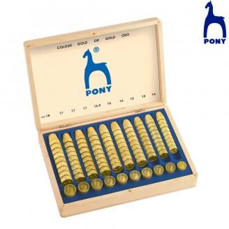 Dedales metálicos. Dorados. En caja de madera - PONY