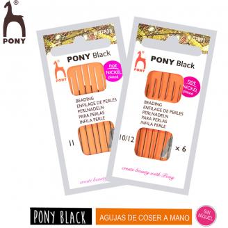 BLACK agujas para pasar perlas/beading. Sin níquel - PONY