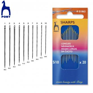 Agujas largas de coser/sharps (en cartera) - PONY