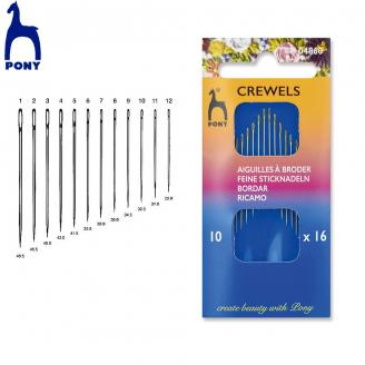 Agujas de ojo largo o bordar/crewels (en cartera) - PONY