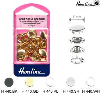 Broches de latón para tejidos finos. Tapa superior - HEMLINE