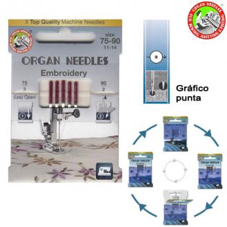 Eco Pack. Agujas de talón plano 705 Embroidery - ORGAN