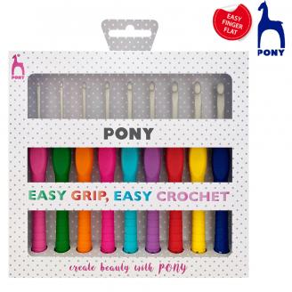 EASY GRIP ganchillos de aluminio. Mango suave. Set regalo - PONY