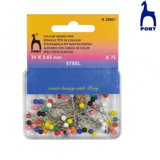Alfileres de acero de 34 mm con cabeza de colores surtidos - PONY